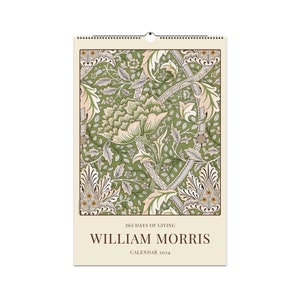 2014 Wall Calendar: William Morris Arts and Crafts Christmas Gift 40th Birthday Gift Gift for her image 1