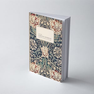 William Morris: Honeysuckle, Victorian Arts and Crafts, Personalised Journal Book Gift