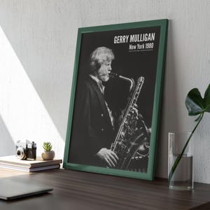 Gerry Mulligan - Affiche de musique jazz, New York 1980, Gallery Matte