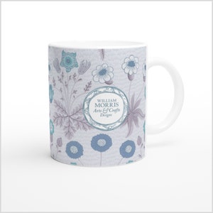 Daisy Azul Ceramic Mug by William Morris, Arts and Crafts, Coffee Cup, Gift For Her