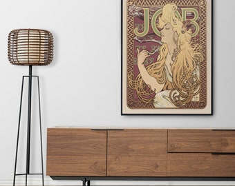 Cartel de Alphonse Mucha Art Nouveau 'Job' / Regalo único de arte de pared para ella y sus amigos
