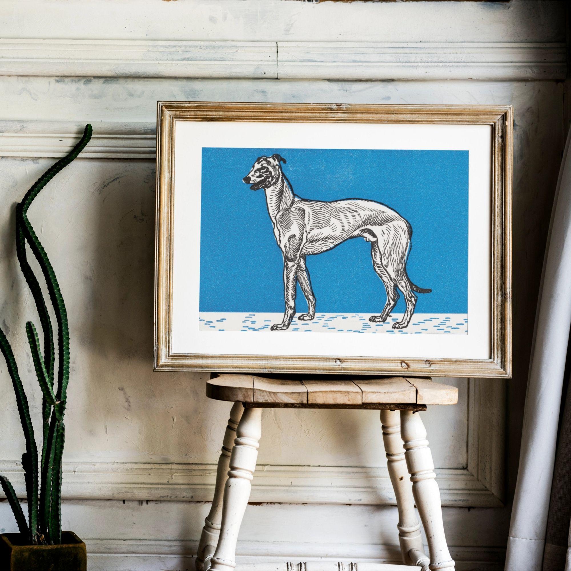 Greyhound Woodcut Print by Moriz Jung - Austrian Art, Dog Lover