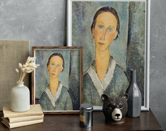 Impresión Modigliani: Jeune Fille en Blusa, pintura de retrato moderno