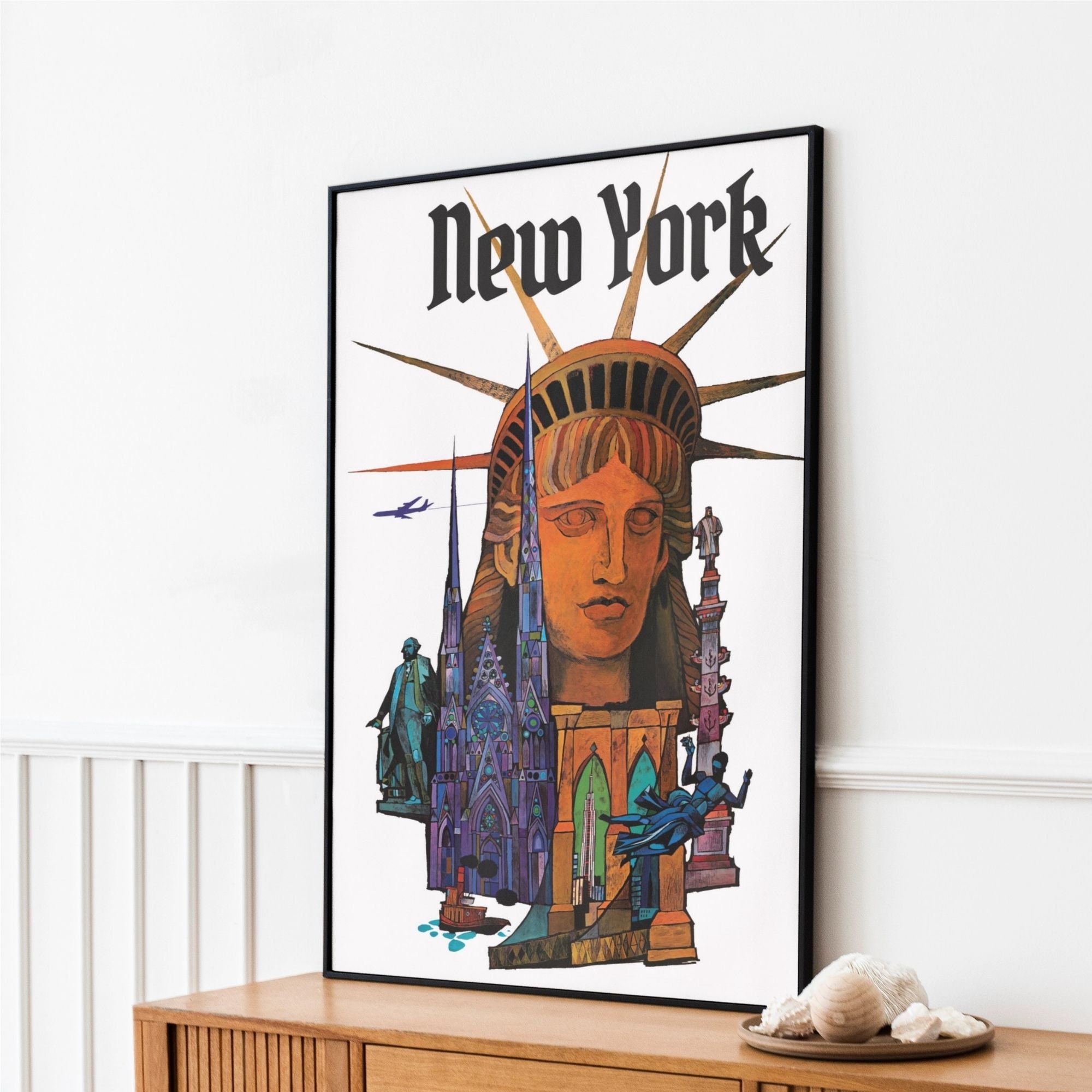 【週末セール】【3Dアート】NEW YORK - EAST  New York Travel Poster: Vintage 