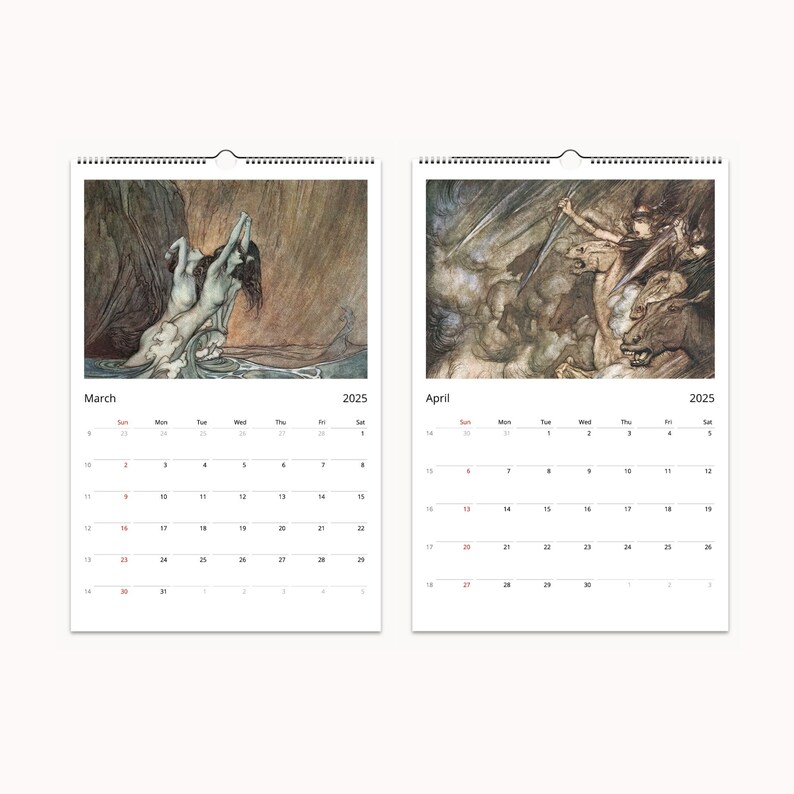 Arthur Rackham Wall Calendar Mythical Illustrations From the Rhinegold