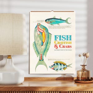 Calendrier marin - Poissons et créatures marines fantaisistes de Louis Renard, papier semi-brillant