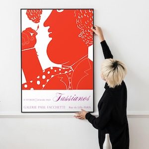 Póster de la exposición de Alekos Fassianos / Galería Paul Facchetti, París, 1969 / Lámina artística sobre mitología griega / Ideas de regalo únicas