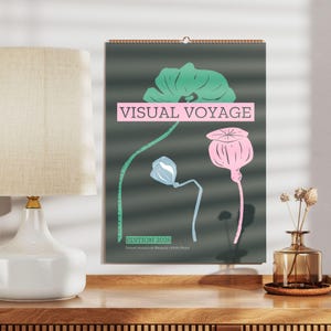 Calendrier mural Voyage visuel - Impressions artistiques de gravure sur bois en couleur, décoration d&#39;intérieur et cadeau calendrier bien pensé
