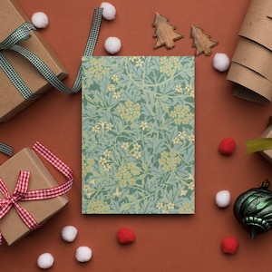 Cartões de felicitações William Morris Green Jasmine – Conjunto de 10, design vintage de artes e ofícios, perfeito para amantes da arte e ocasiões especiais