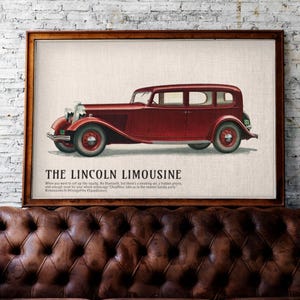 Lincoln Rare Classic Car Poster – The Limousine, Automobile Art, Ford Motor Company, American Car, Classic Cars Gift