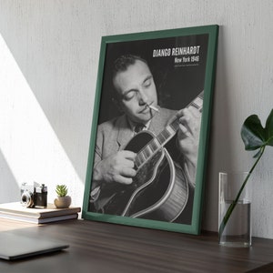 Pôster de Django Reinhardt | Impressão de guitarrista de jazz vintage, arte de parede de jazz cigano, presente para amantes da música, decoração de jazz para sala de estar ou escritório