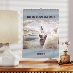 Eric Ravilious Wall Calendar – British Artist, Coastal Watercolor, Artistic Present, Semi-Glossy Paper