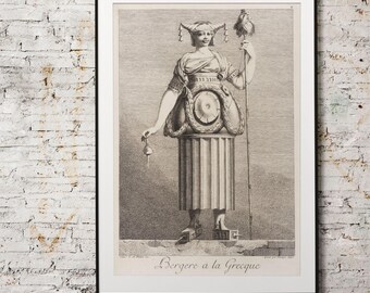 Lámina artística de mitología griega: Póster de la Pastora Mascarada, Escultura antigua, Diosa, Decoración de la Academia de la Luz