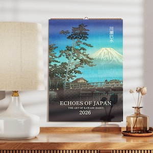 Calendrier mural Kawase Hasui, estampe japonaise, agenda mensuel, calendrier japonais, art Hasui Kawase, paysage japonais