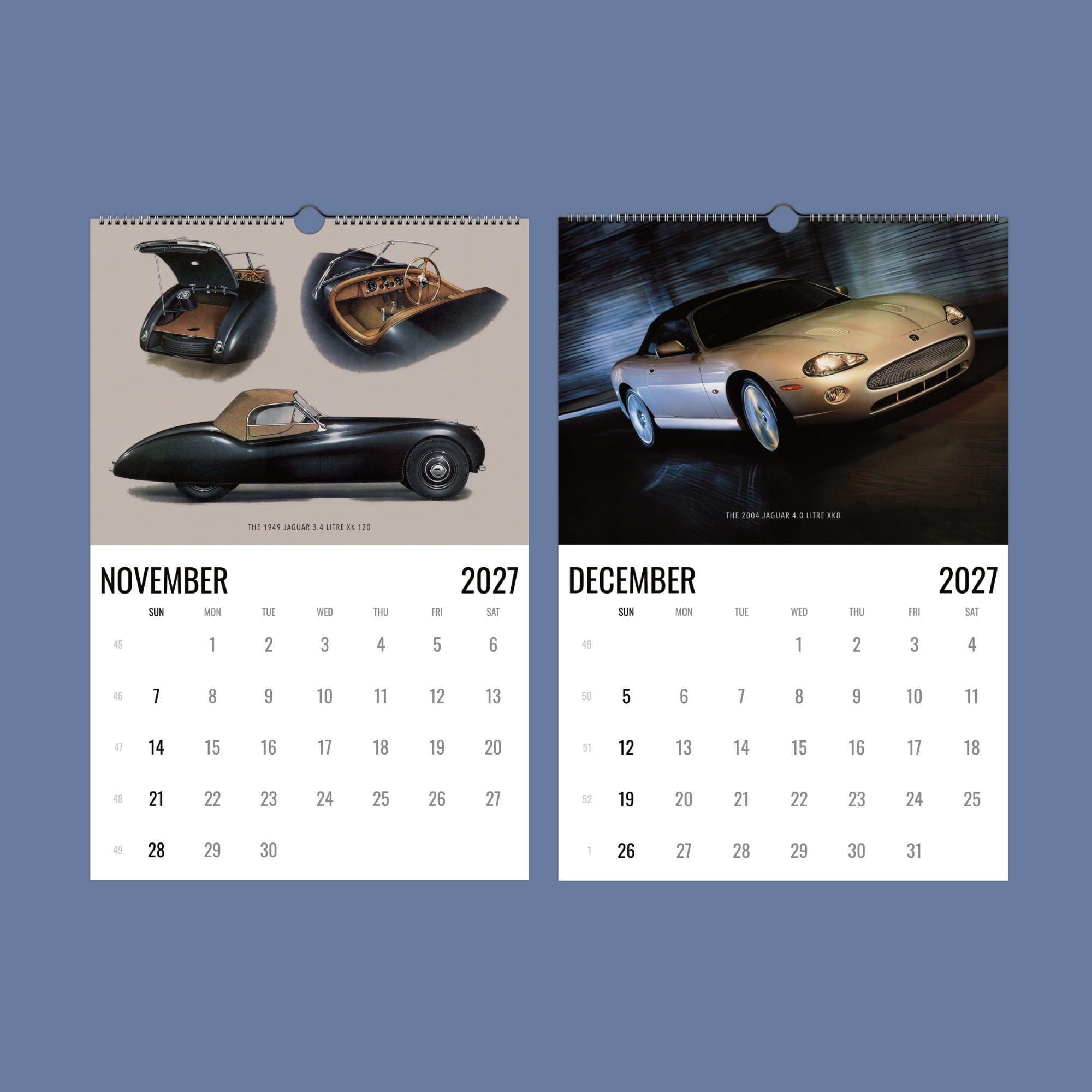 Jaguar Calendar - Classic Cars, Car Lover Decor, Semi-glossy Paper