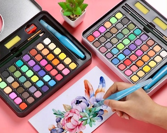 Professional 48 Watercolour Complete Paint  Set Brush, Pad Water Art Kits