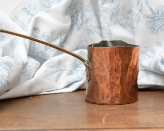 Vintage heavy hand-hammered Turkish copper coffee pourer with bronze handle - ibiriki cezve - genuine vintage item - gift for coffee lover