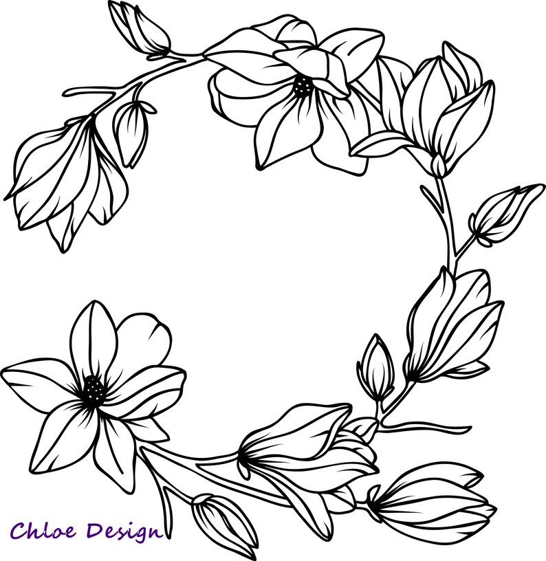 Download Magnolia wreath svg | Etsy