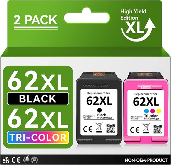 Remanufactured Ink Cartridge Replacement for HP 62XL 62 XL to Use With Envy  5540 5640 5660 7644 7645 Officejet 5740 8040 200 250 Printer 