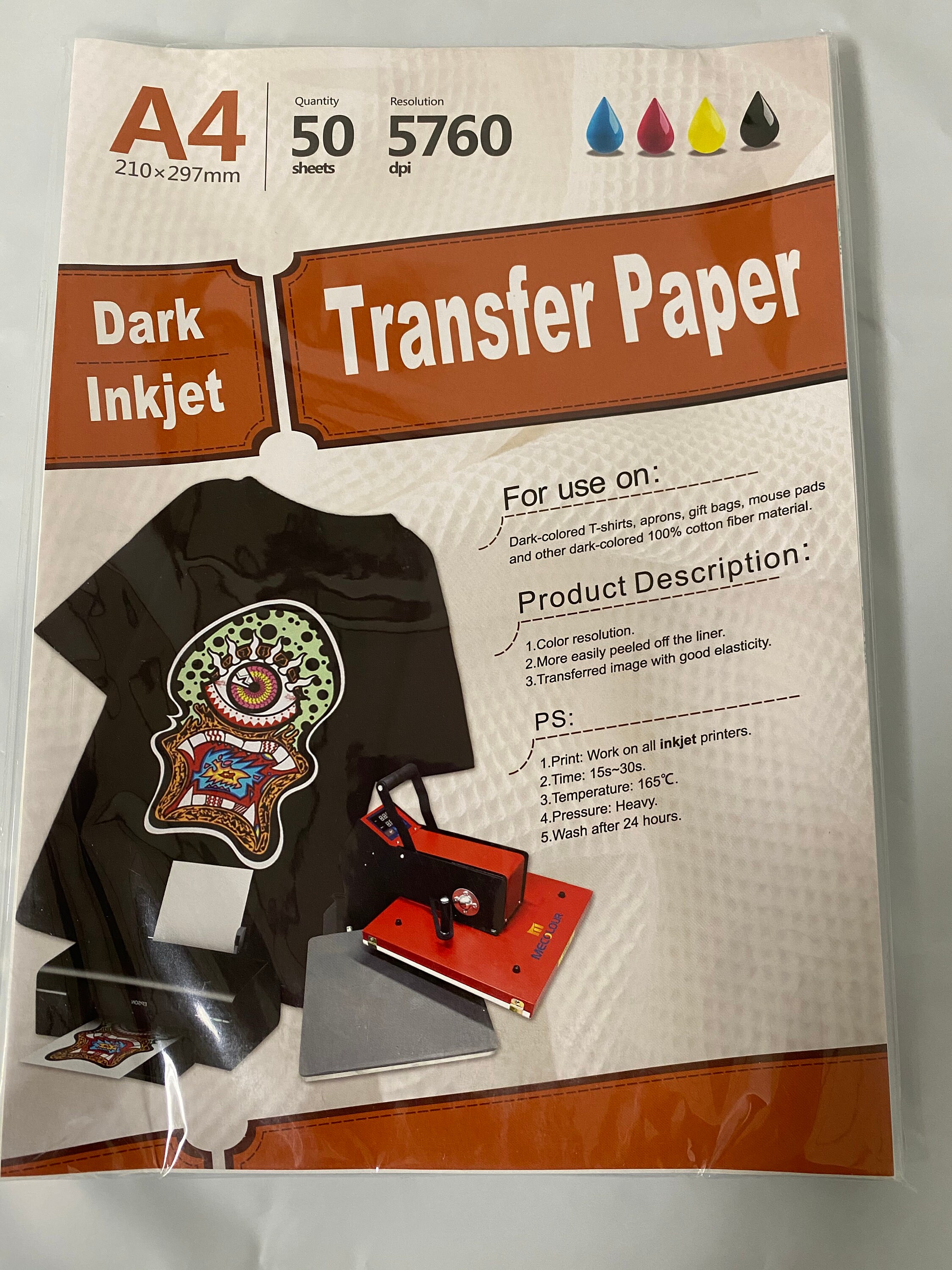 50 Sheets Dark Fabric Inkjet Heat Transfer Paper A4 Etsy