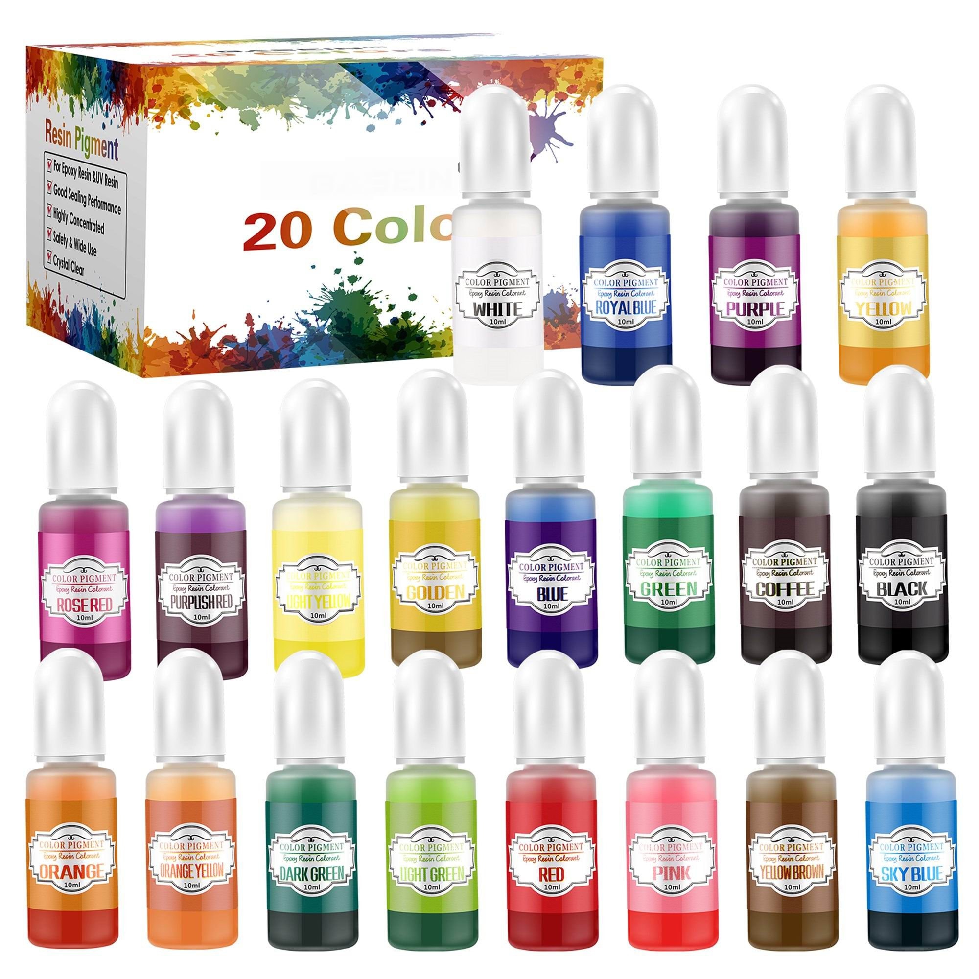 18 Colors Epoxy Pigment, Opaque Liquid Resin Colorant Each 10ml