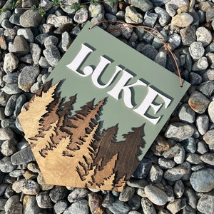 Woodland / Forest Pendant / Sign Forest Nursery Signo de nombre de madera personalizado / Baby Name Sign / Baby Shower / Woodland Theme