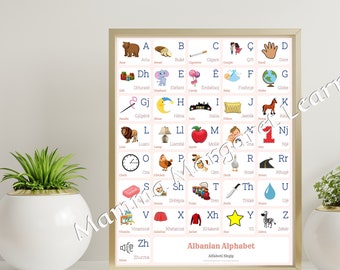 Shqipe ALBANIAN Alphabet CHART With Words and English Translations Printable ...