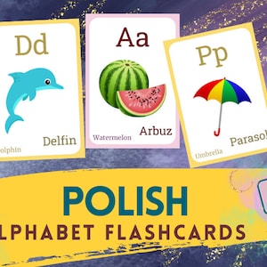 FLASHCARD do alfabeto POLONÊS com imagem, aprendizagem de polonês, carta flashcard em polonês, idioma POLONÊS, flashcards em PDF, download digital