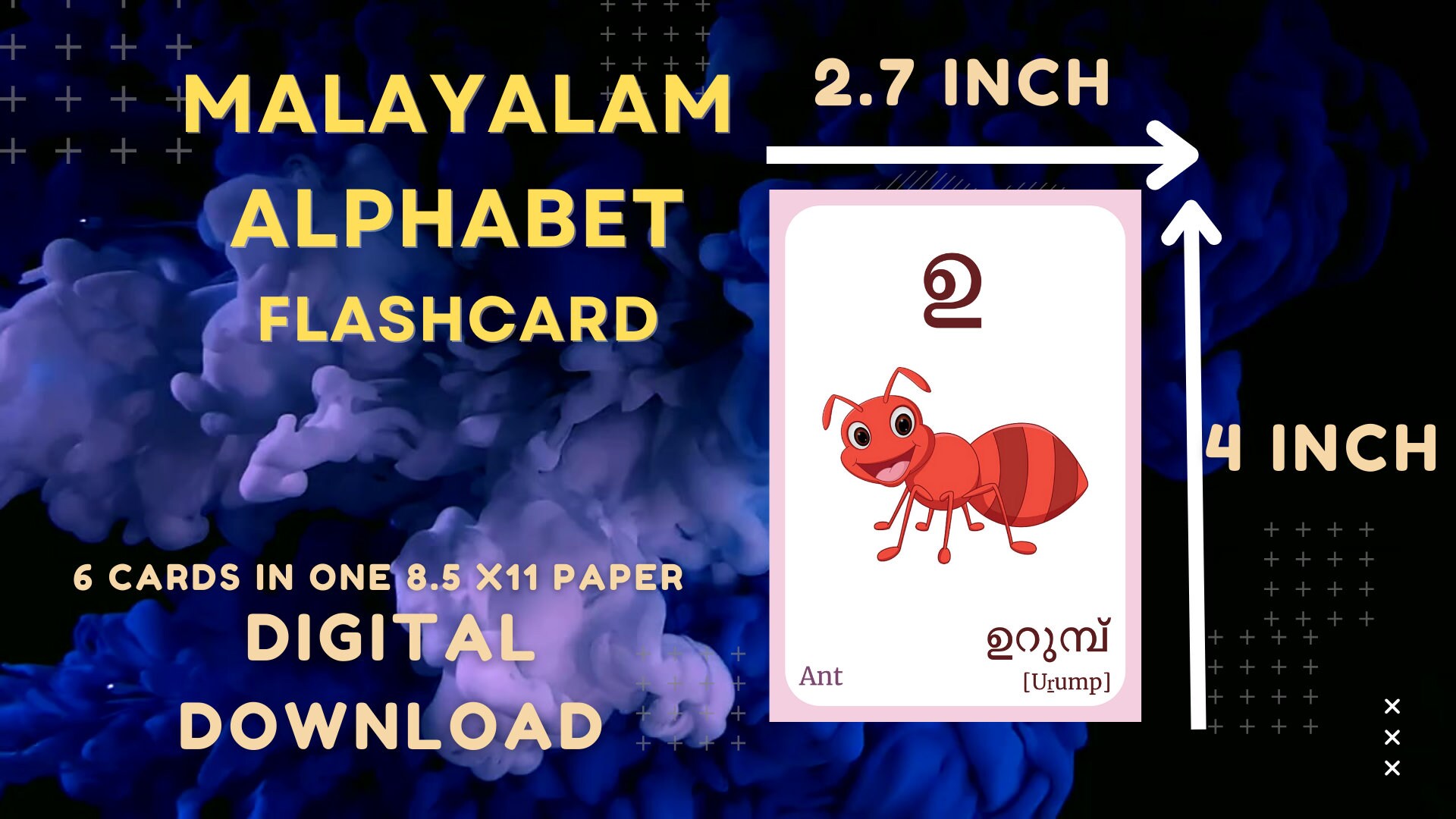 Malayalam Alphabet FLASHCARD Both Vowels and Consonants 