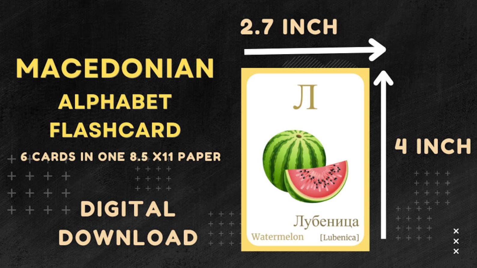 MACEDONIAN Alphabet FLASHCARD With Picture, Learning Macedonian, Macedonain Letter Flashcard