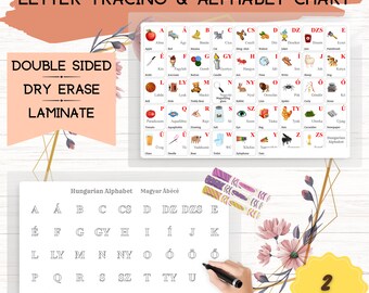 HUNGARIAN Alphabet LAMINATED Placemat - Alphabet Poster and Alphabet Letter Tracing, Educational Placemat, Perfect HUNGARIAN Gift