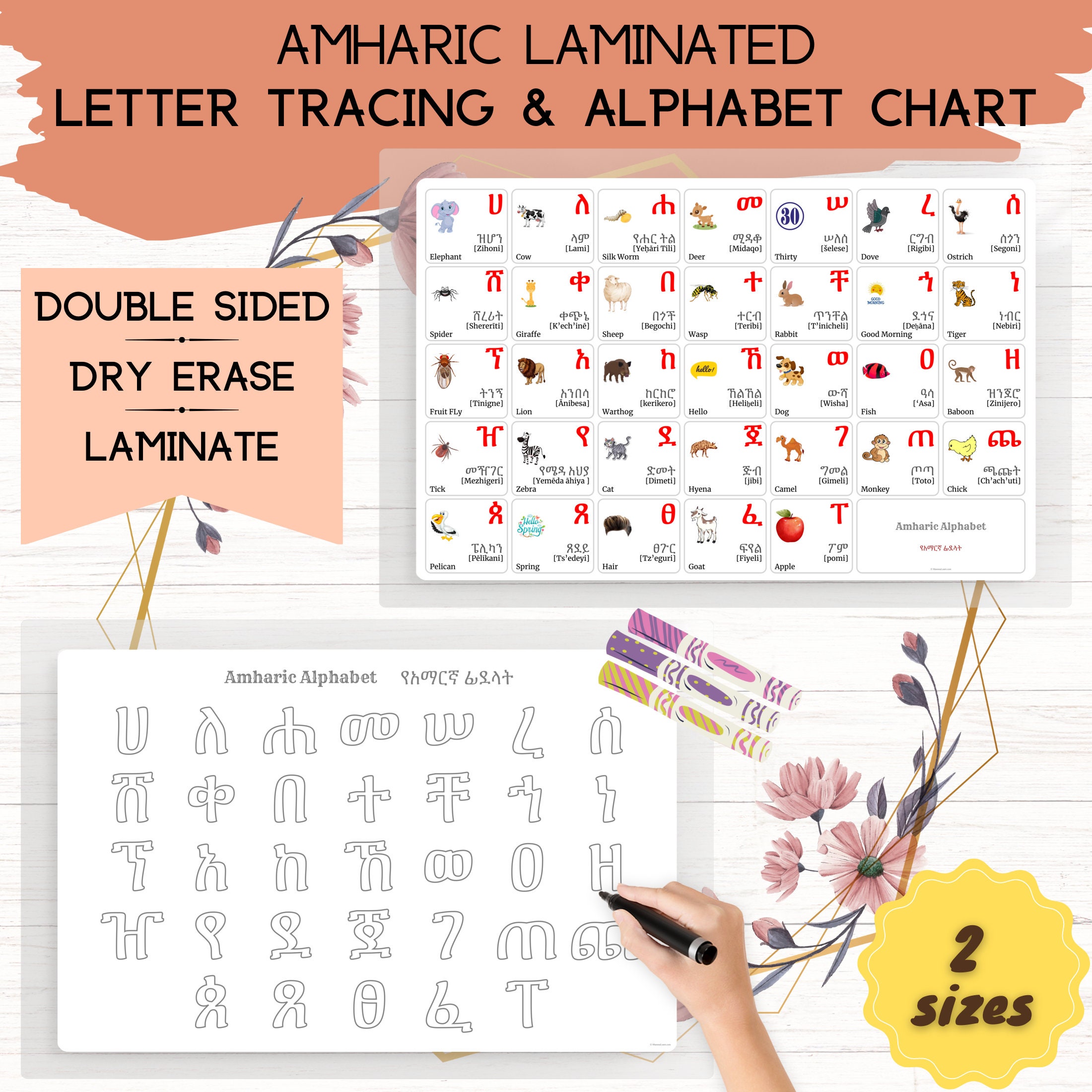 AMHARIC Alphabet LAMINATED Placemat Alphabet Poster and Etsy