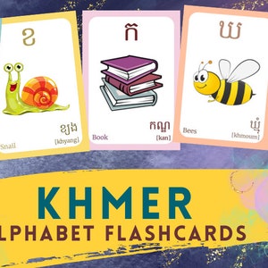 KHMER Alphabet, FLASHCARD mit Bild, Khmer lernen, Khmer Buchstaben Karte,Khmer Sprache, Pdf Karteikarten, digitaler Download