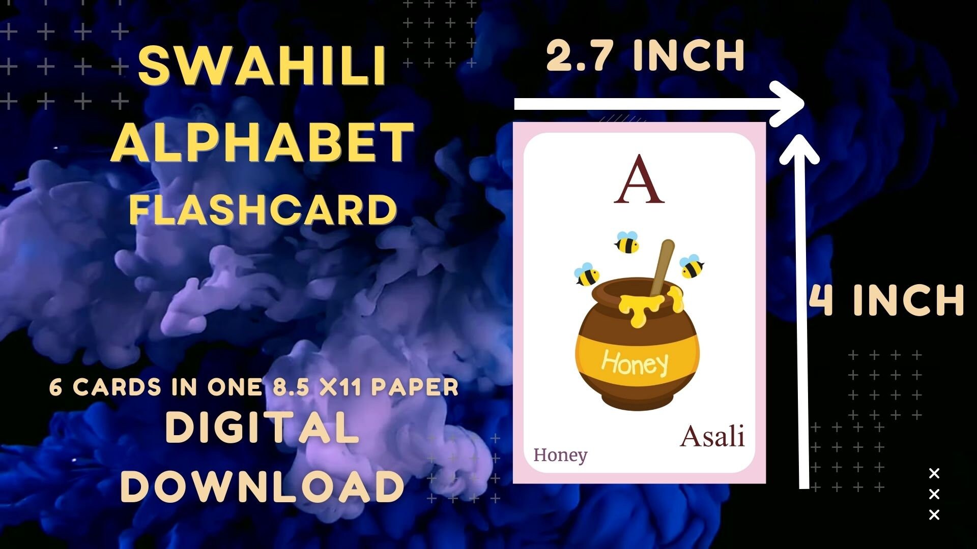 SWAHILI Alphabet FLASHCARD With Picture, Learning Swahili, Swahili