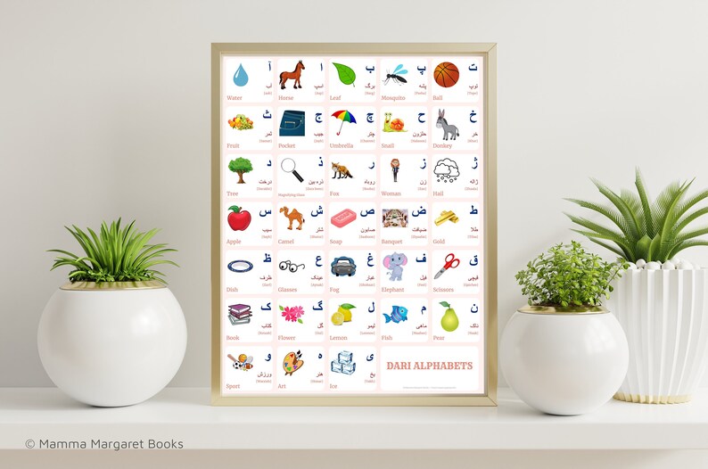 DARI Alphabet CHART With Words and English Translations - Etsy India