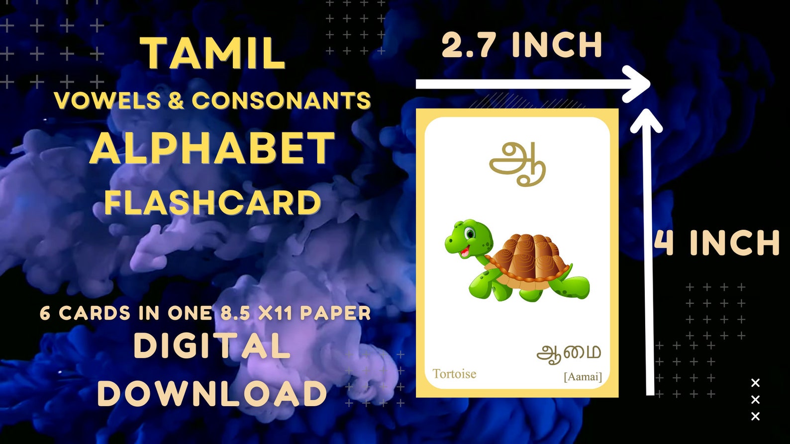 Tamil Alphabet FLASHCARD With Picture Learning Tamil Tamil Etsy