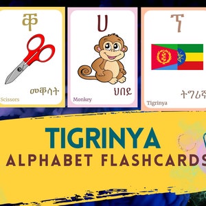 Tigrinya Alphabet, FLASHCARD mit Bild, Tigrinya lernen, Tigrinya Buchstaben Karte, Tigrinya Sprache,Pdf Karteikarten, digitaler Download
