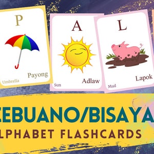 BISAYA (CEBUANO) Alphabet FLASHCARD with picture, Learning Bisaya(Cebuano), Bisaya(Cebuano) Letter Flashcard,Cebuano Language, Pdf Download