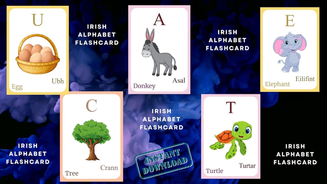 IRISH Alphabet FLASHCARD With Picture Learning Irish Irish - Etsy