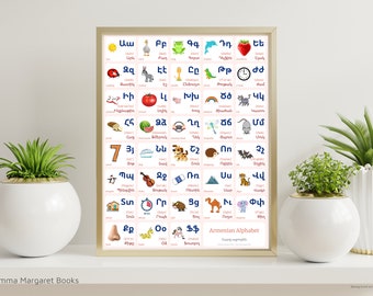 Armenisches Alphabet, Wörter und englische Übersetzungen (Digitaldruck)