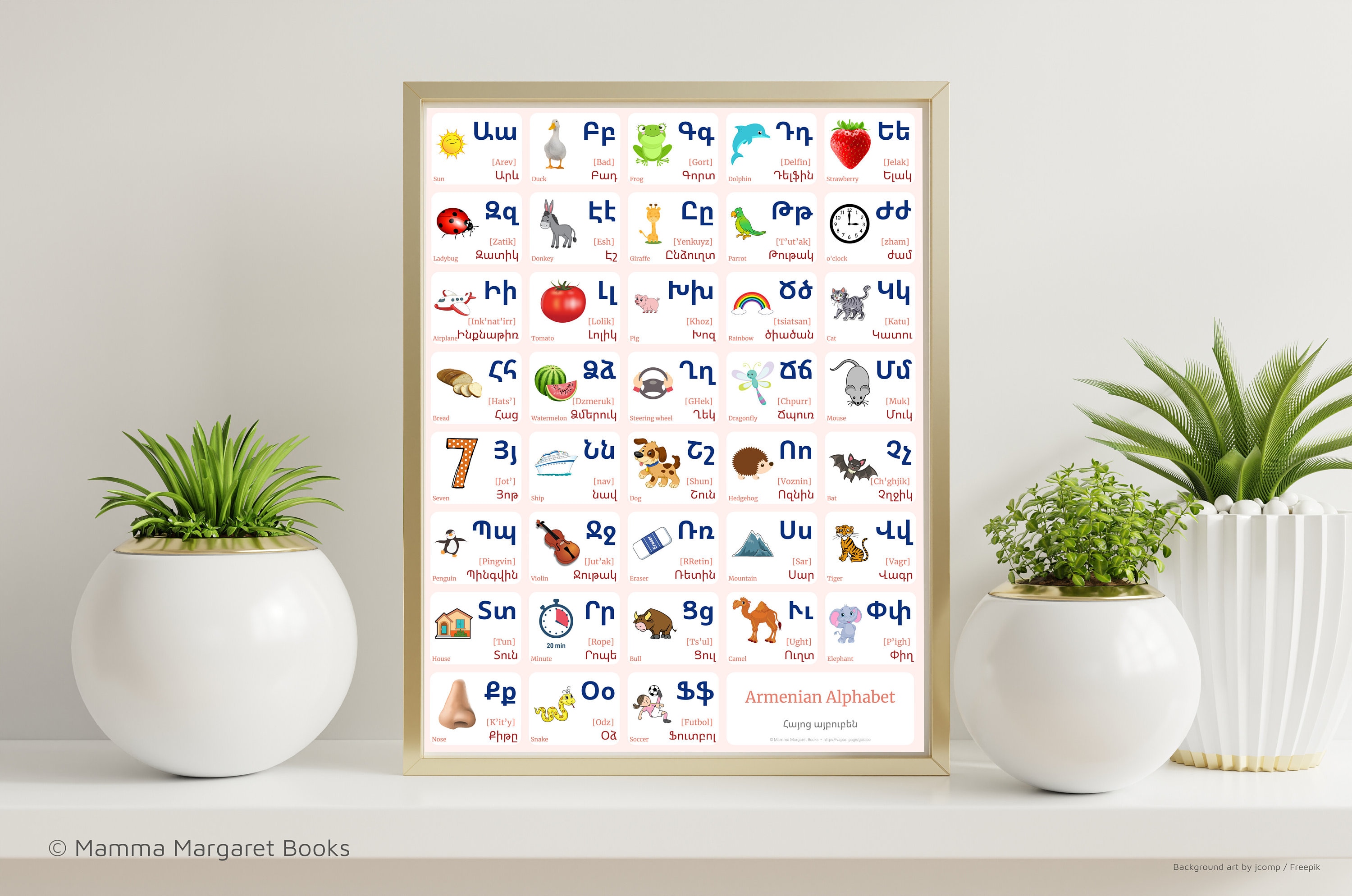 Armenian Letters Alphabet Board Children Kids Learn 13in x 19in (33cm x  50cm)