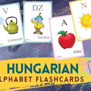 HUNGARIAN Alphabet FLASHCARD With Picture, Learning Hungarian ...