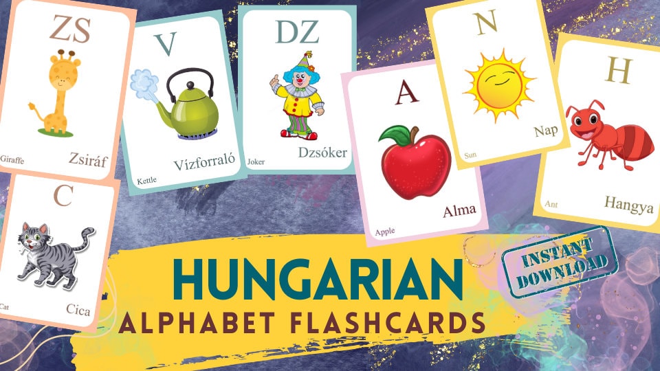 HUNGARIAN Alphabet FLASHCARD With Picture, Learning Hungarian ...