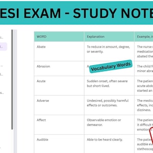 HESI EXAM - Study notes, formulas, 100 Vocabulary words, 100+ Q&A with detailed answers, Study tips included, 57 pages of materials