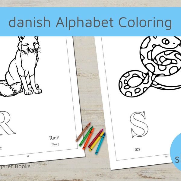 Danish Alphabet Coloring Pages (29 pages), Printable Danish Alphabet worksheet for Children, Danish Coloring Pages