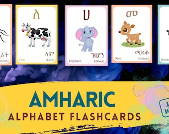 AMHARIC Alphabet FLASHCARD with picture, Learning AMHARIC, Amhari Letter Flashcard,Amharic Language,Pdf flashcards, Digital Download