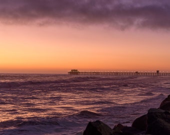 Pier at Sunset - Photography Print - oceanside - california - wall art - home decor - beach - ocean - pier