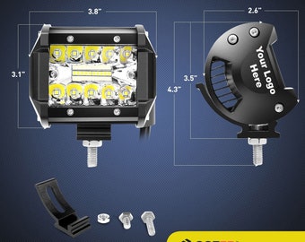 Customized Logo LED Light bar Flood Light or Pod Light 4 Inch Triple Row LED 6000LM 2PCS - Laser engraved