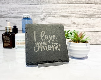 Personalized Gifts For Mom | Gift for Wife | Mothers Day Gift | Personalized Stone Slate with Stand | World's Best Mom | Best Mom Ever