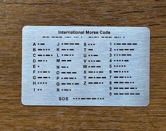 Morse Code Ham Radio Wallet Card - EDC (Prime Stainless Steel, No PVC, No Plastic)